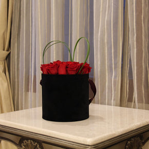 Red Roses bouquet Flowers in bag shaped box