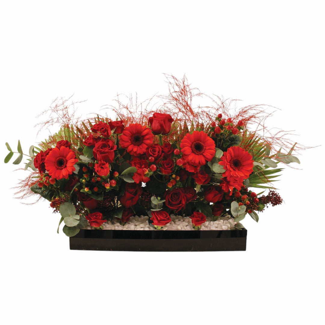 Red Roses assortment in black acrylic box