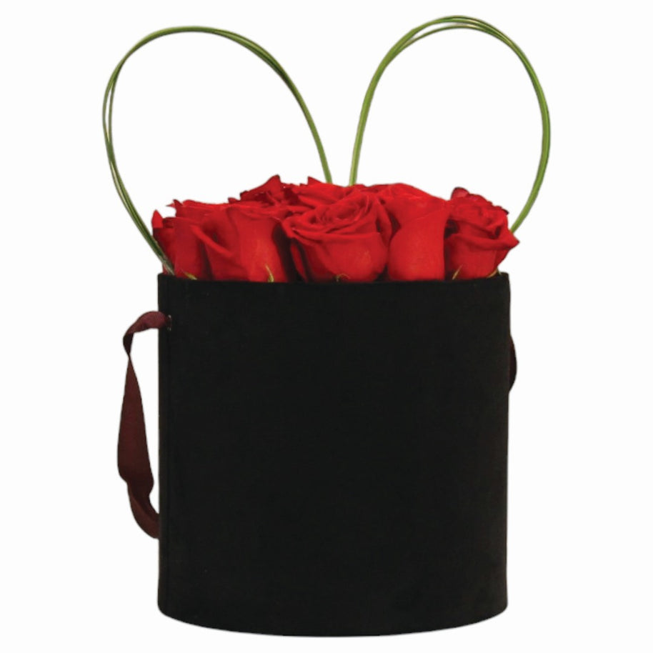 Red Roses bouquet Flowers in bag shaped box